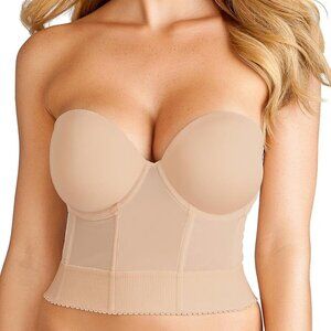 Wacoal Red Carpet Long Line Bustier Bra in Beige, 38DDD